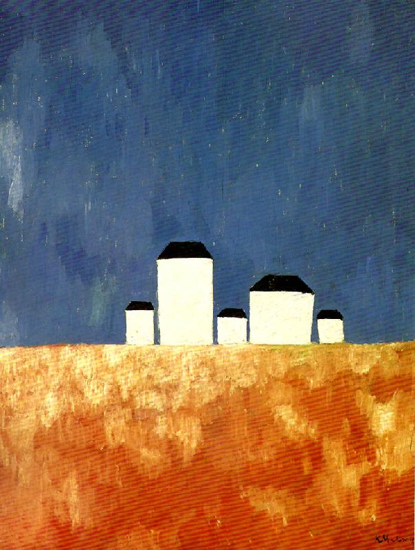 Kazimir Malevich landscape with five houses oil painting image